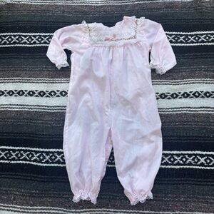 LITTLE ROSEBUDS BY ALEXIS BALLET PINK COLLAR ROMPER SIZE 6 MONTHS